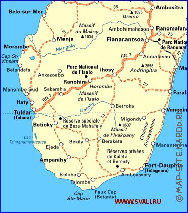 mapa de de estradas Madagascar