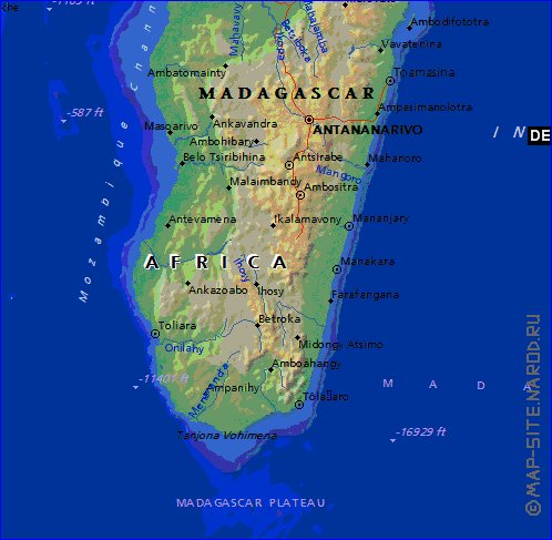 mapa de Madagascar em ingles