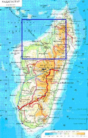 Physique carte de Madagascar