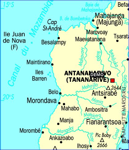 mapa de Madagascar em frances