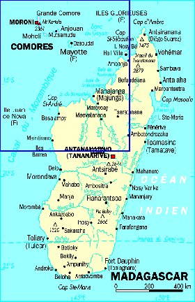 mapa de Madagascar em frances