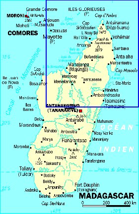 mapa de Madagascar em frances