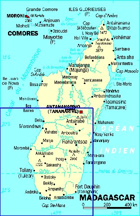 mapa de Madagascar em frances