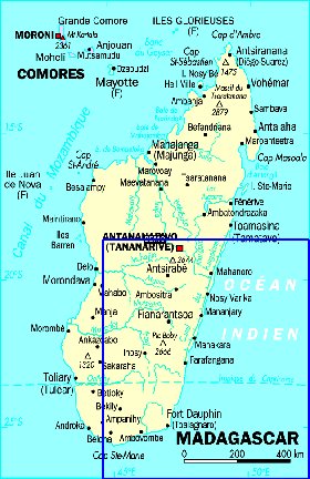 mapa de Madagascar em frances