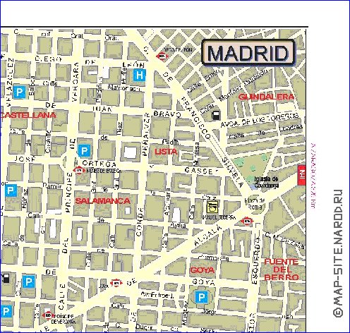 mapa de Madrid em espanhol