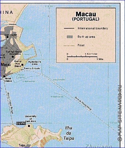 mapa de Macau em ingles