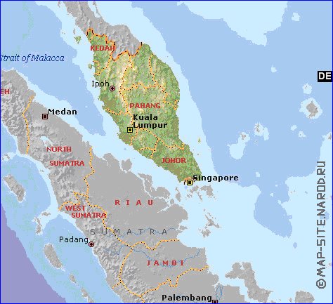 Administrativa mapa de Malasia