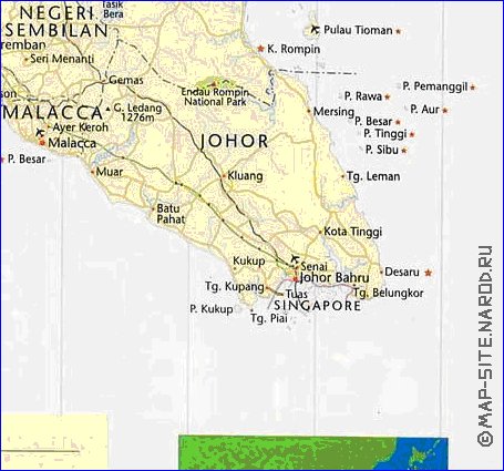 mapa de Malasia em ingles