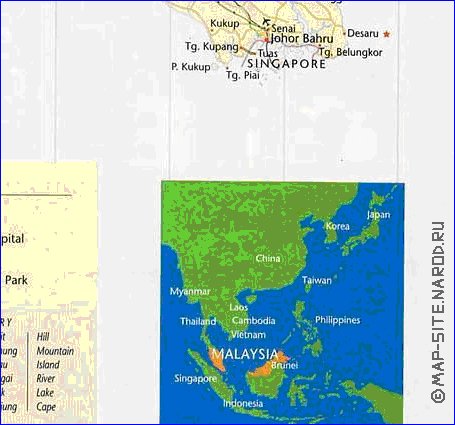 mapa de Malasia em ingles