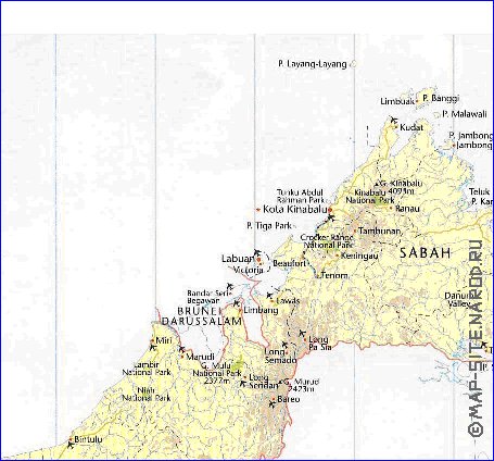 mapa de Malasia em ingles