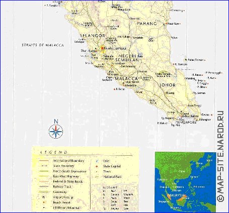 mapa de Malasia em ingles