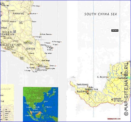 mapa de Malasia em ingles