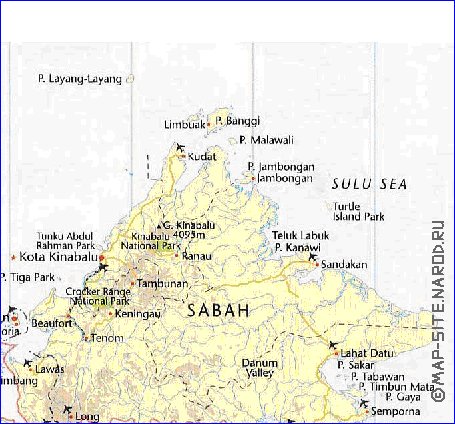 mapa de Malasia em ingles