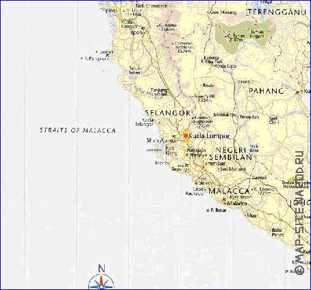 mapa de Malasia em ingles