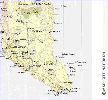 mapa de Malasia em ingles