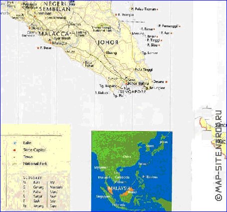 mapa de Malasia em ingles