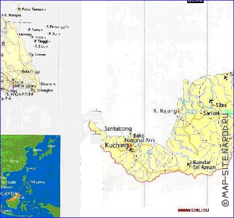 mapa de Malasia em ingles