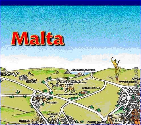 mapa de Malta em ingles