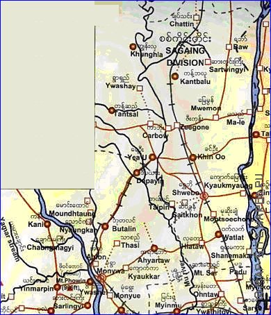 mapa de  provincia Mandalay