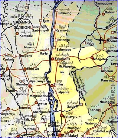 mapa de  provincia Mandalay