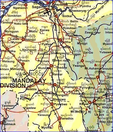 carte de  la province Mandalay