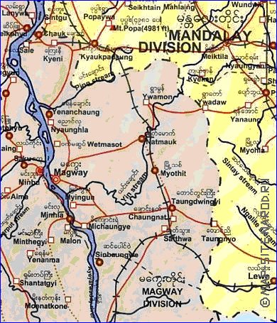 carte de  la province Mandalay