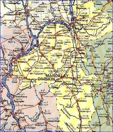 mapa de  provincia Mandalay