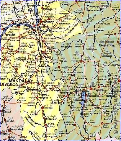 mapa de  provincia Mandalay