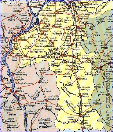 mapa de  provincia Mandalay