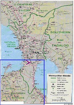 mapa de Manila em ingles