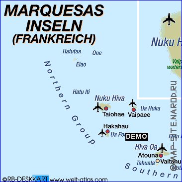 mapa de Ilhas Marquesas