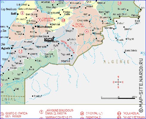 Administrativa mapa de Marrocos