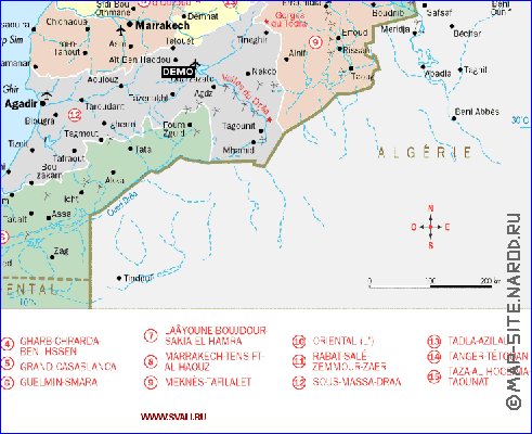 Administrativa mapa de Marrocos