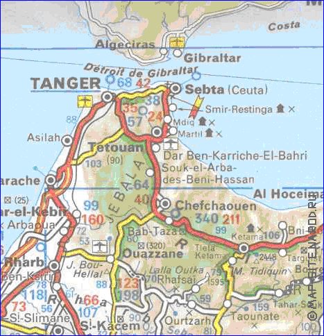 mapa de de estradas Marrocos em frances