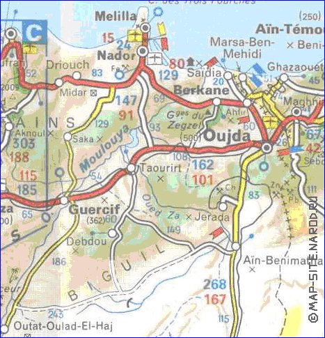 mapa de de estradas Marrocos em frances