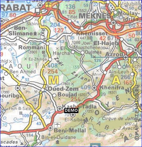 mapa de de estradas Marrocos em frances