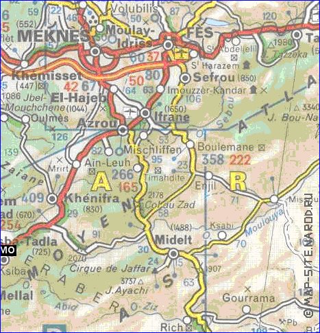 mapa de de estradas Marrocos em frances