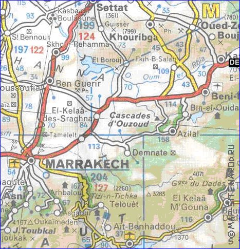 mapa de de estradas Marrocos em frances