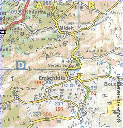 mapa de de estradas Marrocos em frances