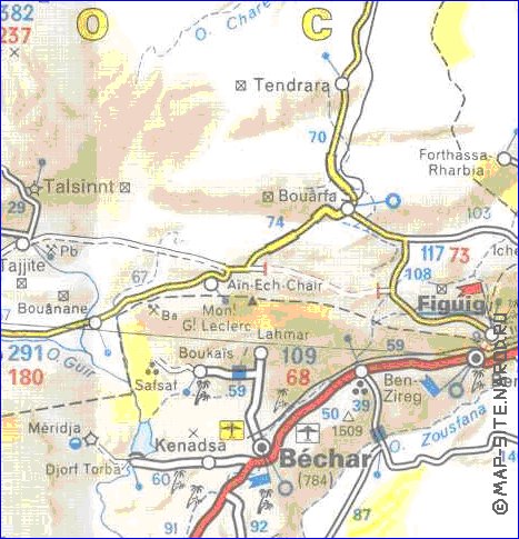 mapa de de estradas Marrocos em frances