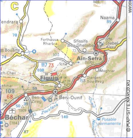 mapa de de estradas Marrocos em frances