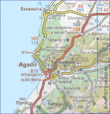 mapa de de estradas Marrocos em frances