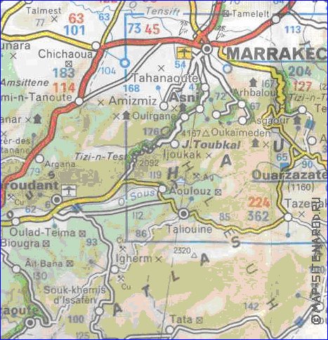 carte de des routes Maroc