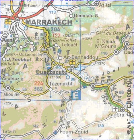 mapa de de estradas Marrocos em frances