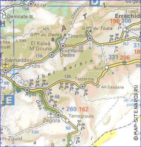 mapa de de estradas Marrocos em frances