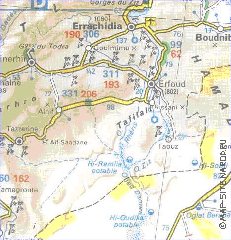 mapa de de estradas Marrocos em frances