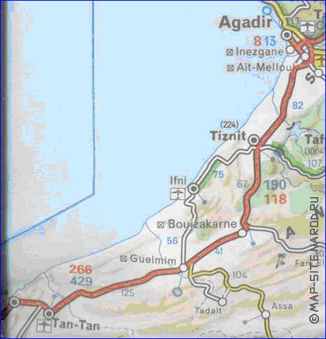 mapa de de estradas Marrocos em frances