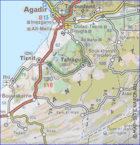 mapa de de estradas Marrocos em frances