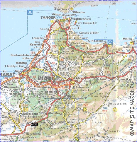 mapa de de estradas Marrocos em frances