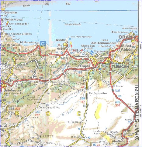 mapa de de estradas Marrocos em frances